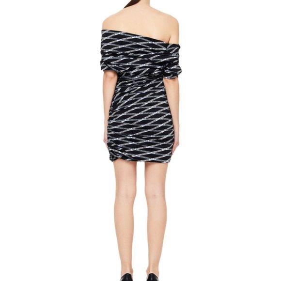 Balenciaga Logo Printed Stretch Wrap Mini Dress Sz 8 - Picture 9 of 16